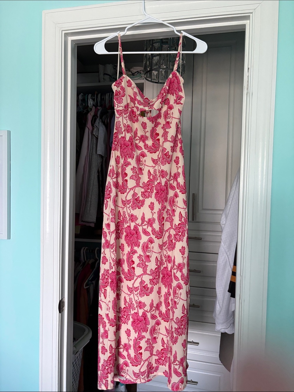 Floral Pink Slip Maxi Dress - Brand Unspecified